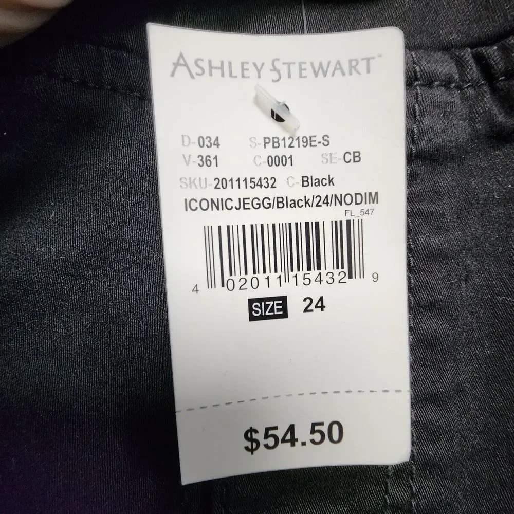 Ashley Stewart Iconic Pull On Jegging Womens 24 Short Black Stretch NEW‎ w/ Tag